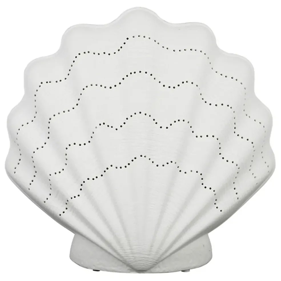 Lampe en porcelaine blanc h21.5cm - Coquillage