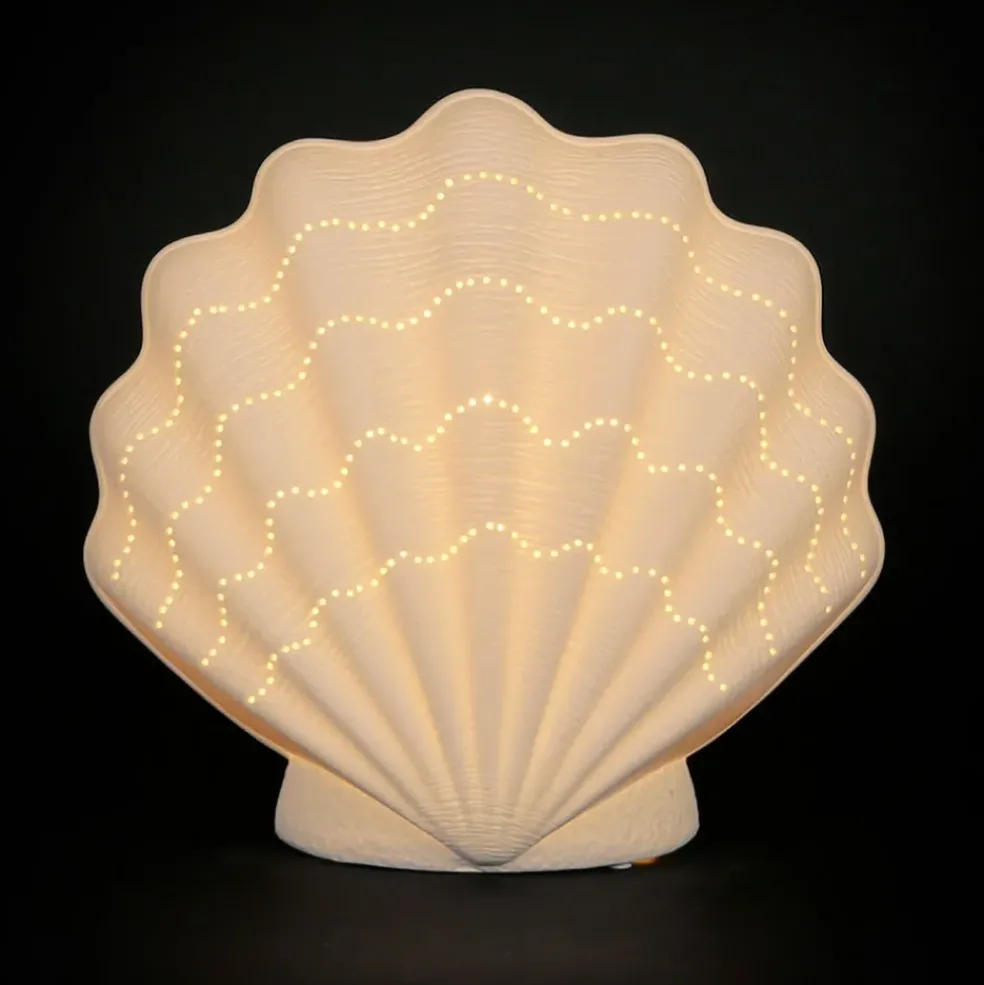 Lampe en porcelaine blanc h21.5cm - Coquillage