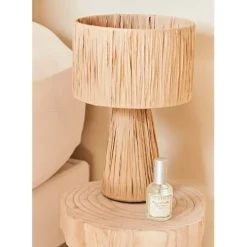 Lampe en raphia et fer naturel h30cm - Organic