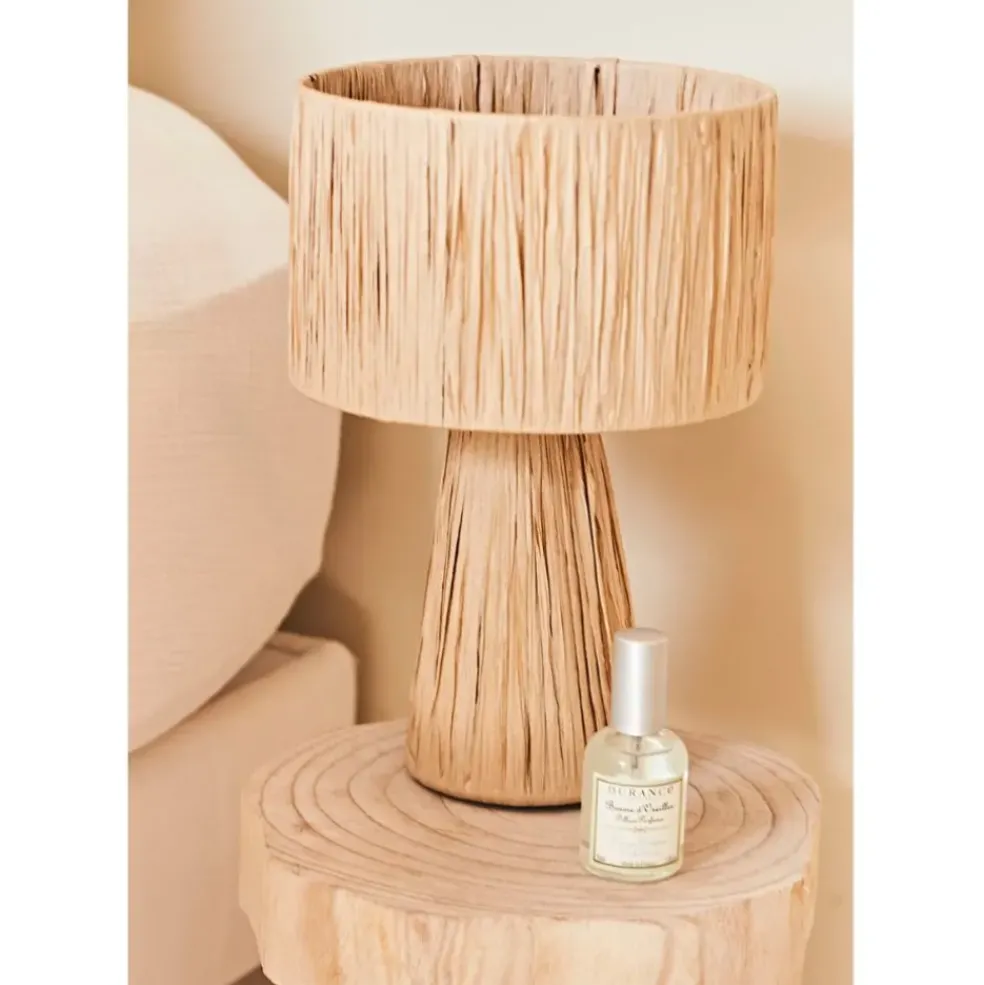 Lampe en raphia et fer naturel h30cm - Organic
