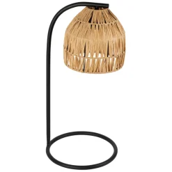 Lampe en raphia et fer naturel et noir h50cm - Tulum