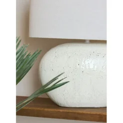 Lampe en terre cuite et lin blanc h50cm - Tahra