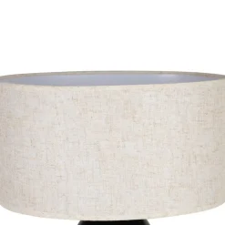 Lampe en terre cuite et lin noir et beige h60cm - Vita