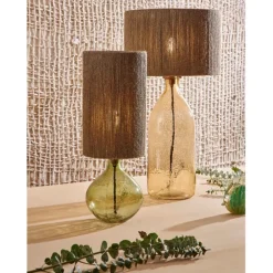 Lampe en verre et jute ambre h60cm - Heliac
