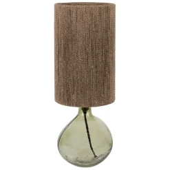 Lampe en verre et jute vert h46cm - Heliac