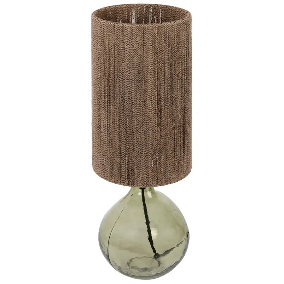 Lampe en verre et jute vert h46cm - Heliac