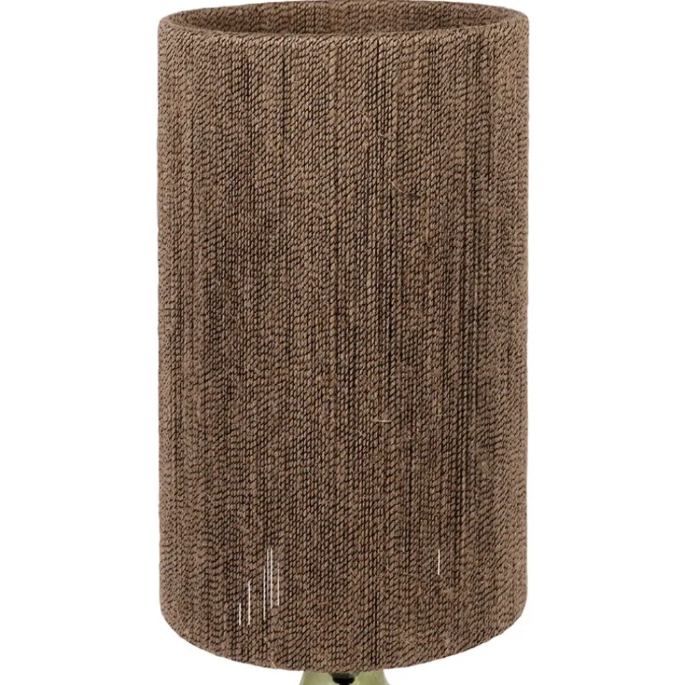 Lampe en verre et jute vert h46cm - Heliac