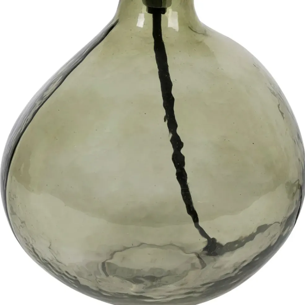 Lampe en verre et jute vert h46cm - Heliac