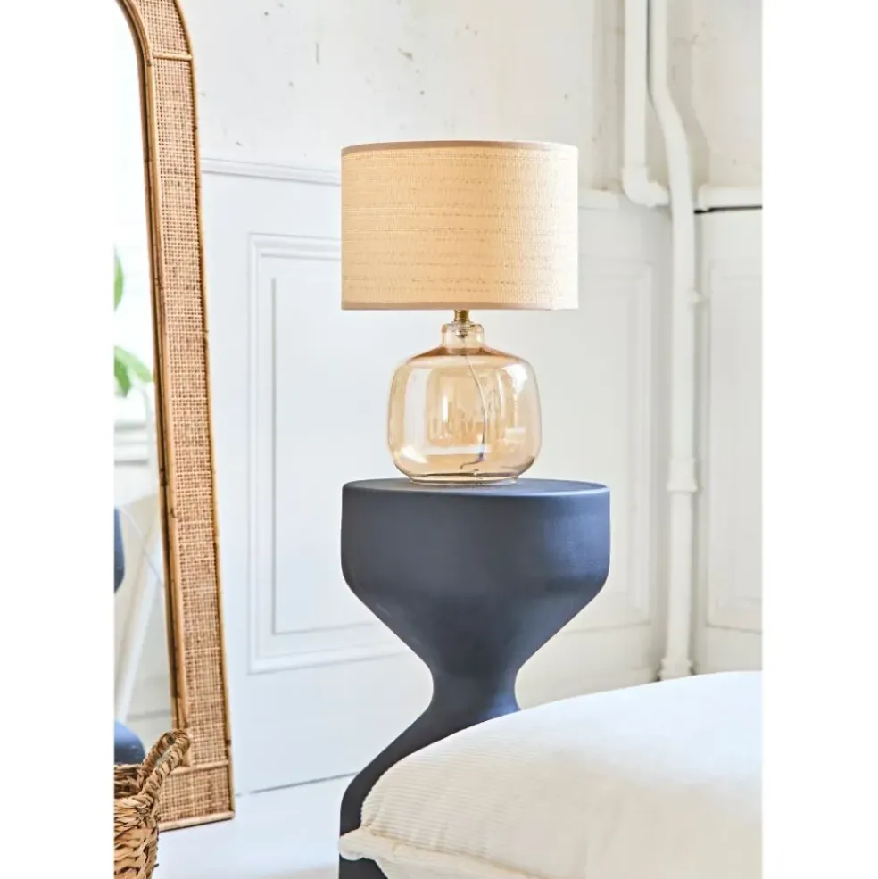 Lampe en verre et papier fumé h36cm - Celeste