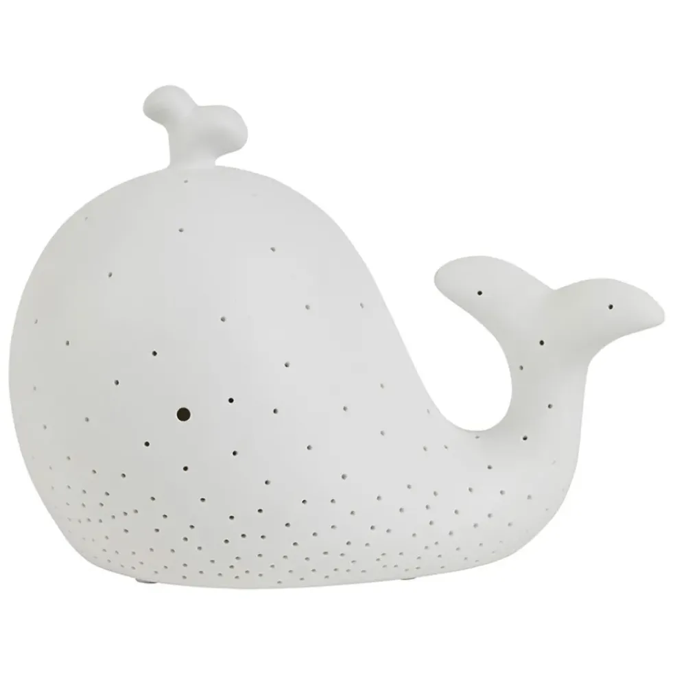 Lampe led baleine en porcelaine blanc h16cm