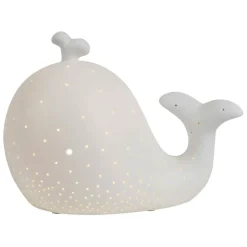 Lampe led baleine en porcelaine blanc h16cm