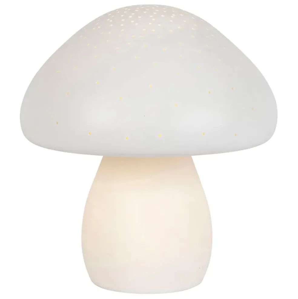 Lampe led champignon en porcelaine blanc h22cm - Champignon