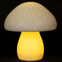 Lampe led champignon en porcelaine blanc h22cm - Champignon