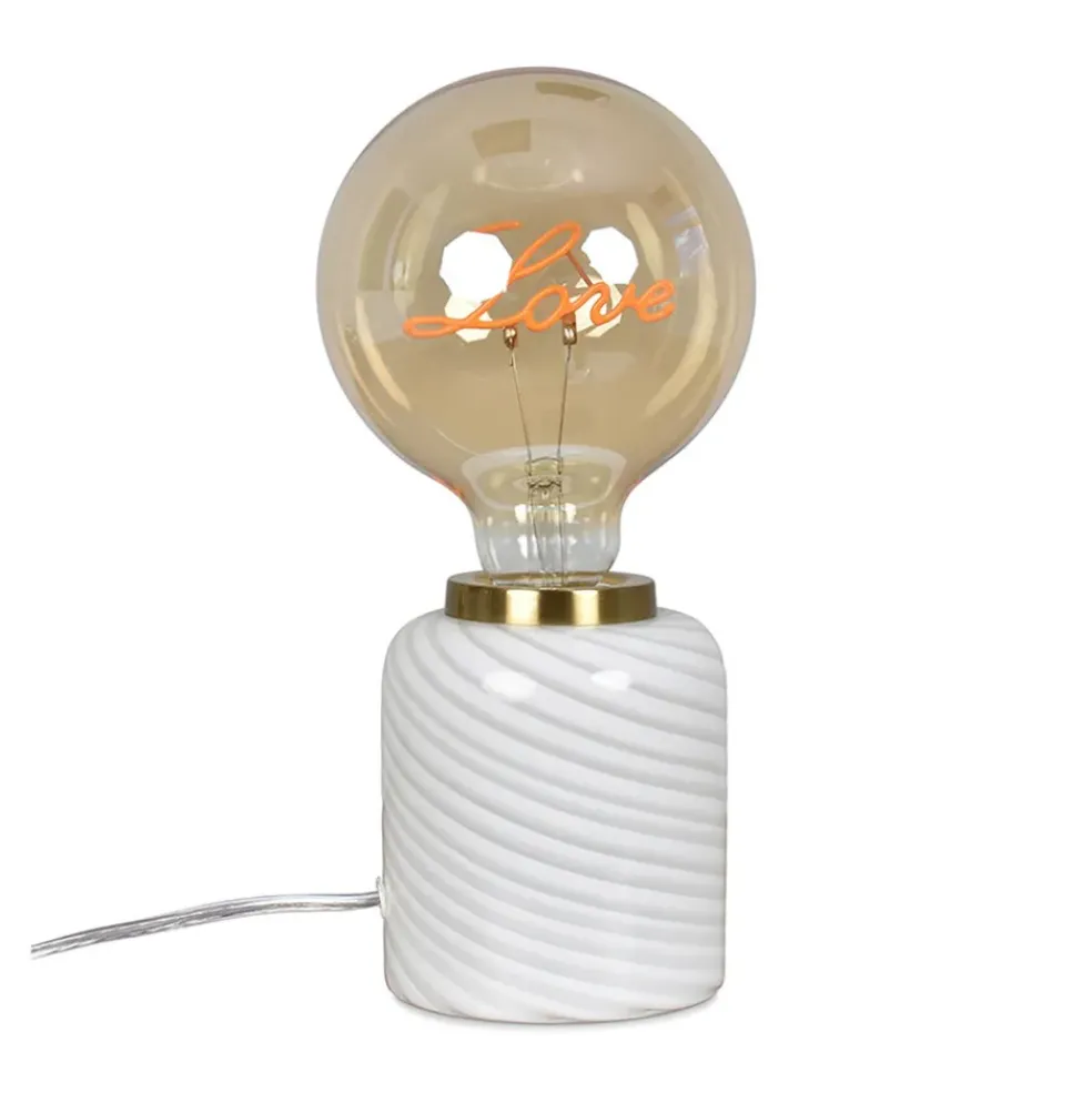 Lampe Love en verre blanc h12cm - Nessa