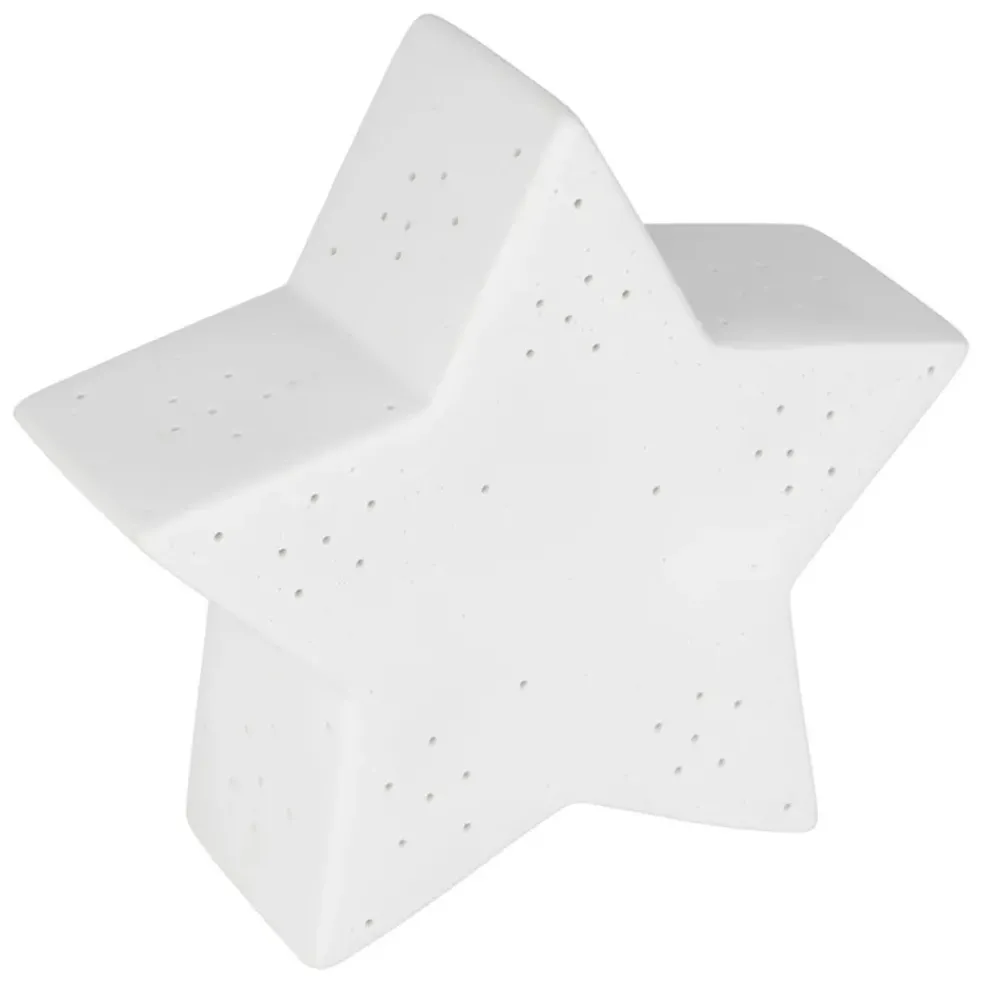 Lampe étoile en porcelaine blanc h15cm - Beezz