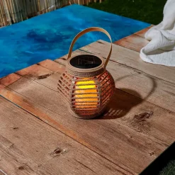 Lanterne solaire effet bougie naturel h15cm