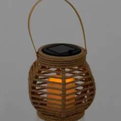 Lanterne solaire effet bougie naturel h15cm