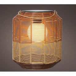Lanterne solaire en résine tressée brun h28cm
