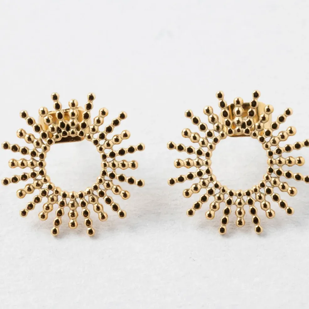 Lot de 2 boucles d'oreille soleil doré h10mm