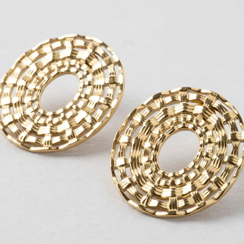 Lot de 2 boucles d'oreille en acier inoxydable doré h25mm