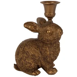 Lot de 2 bougeoirs lapin en poudre de pierre et fer mordoré - Floreal