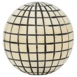 Lot de 6 boules décoratives en résine brun et blanc d10cm - Komati