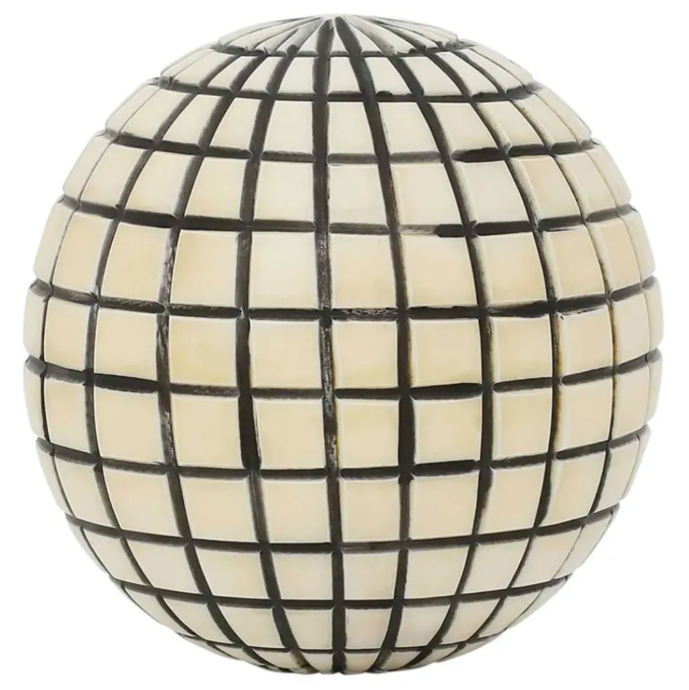 Lot de 6 boules décoratives en résine brun et blanc d10cm - Komati
