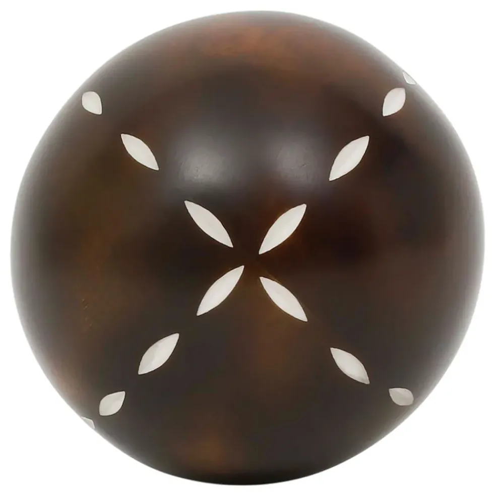 Lot de 6 boules décoratives en résine brun et blanc d10cm - Komati