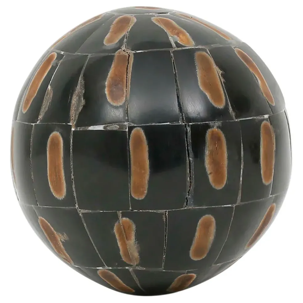Lot de 6 boules décoratives en résine brun et ivoire - Sumba