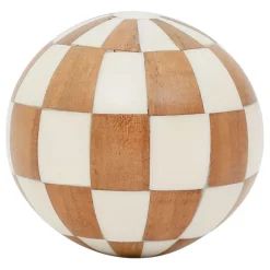 Lot de 6 boules décoratives en résine brun et ivoire - Sumba