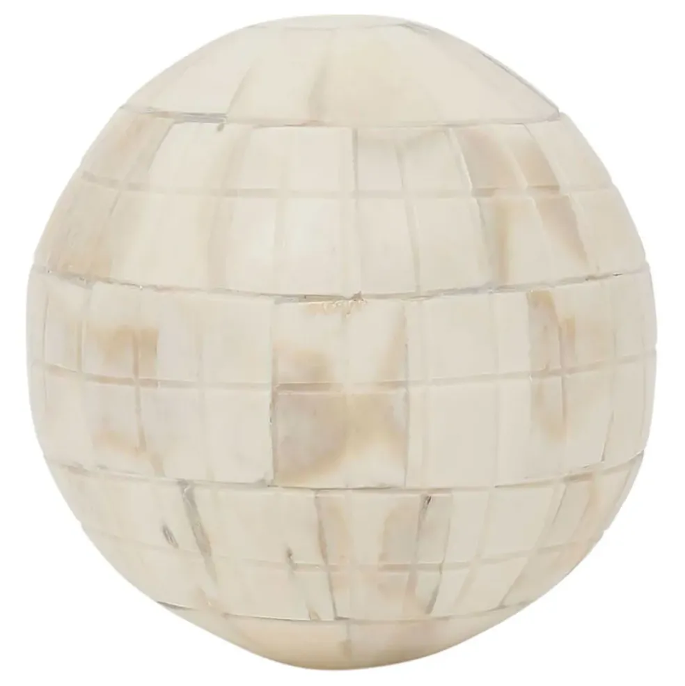 Lot de 6 boules décoratives en résine brun et ivoire - Sumba