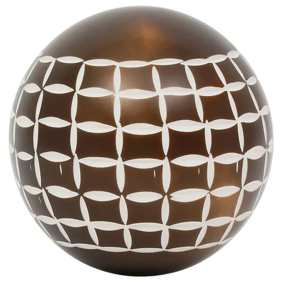 Lot de 6 boules décoratives en résine brun et ivoire - Sumba
