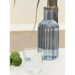 Lot de 3 bouteilles en verre borosilicate bleu émeraude et transparent 1.4L - Mycenes