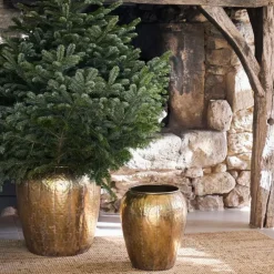Lot de 2 caches pot en fer doré d48cm et d36cm - Baca