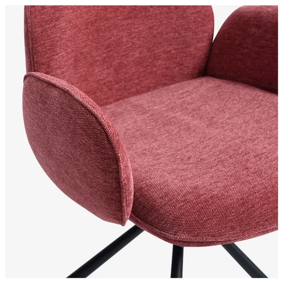 Lot de 2 chaises pivotantes en tissu rouge parme - Omida