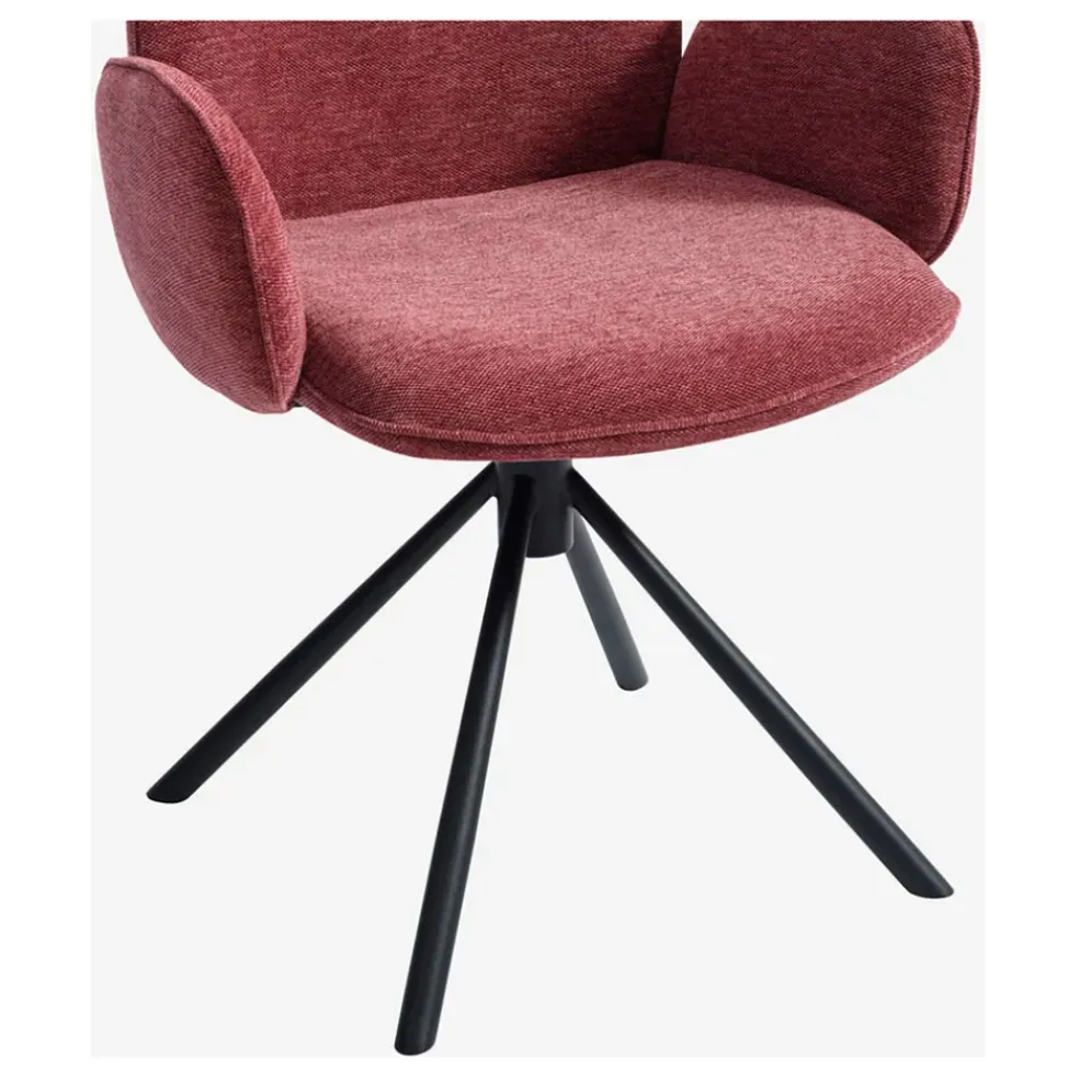 Lot de 2 chaises pivotantes en tissu rouge parme - Omida