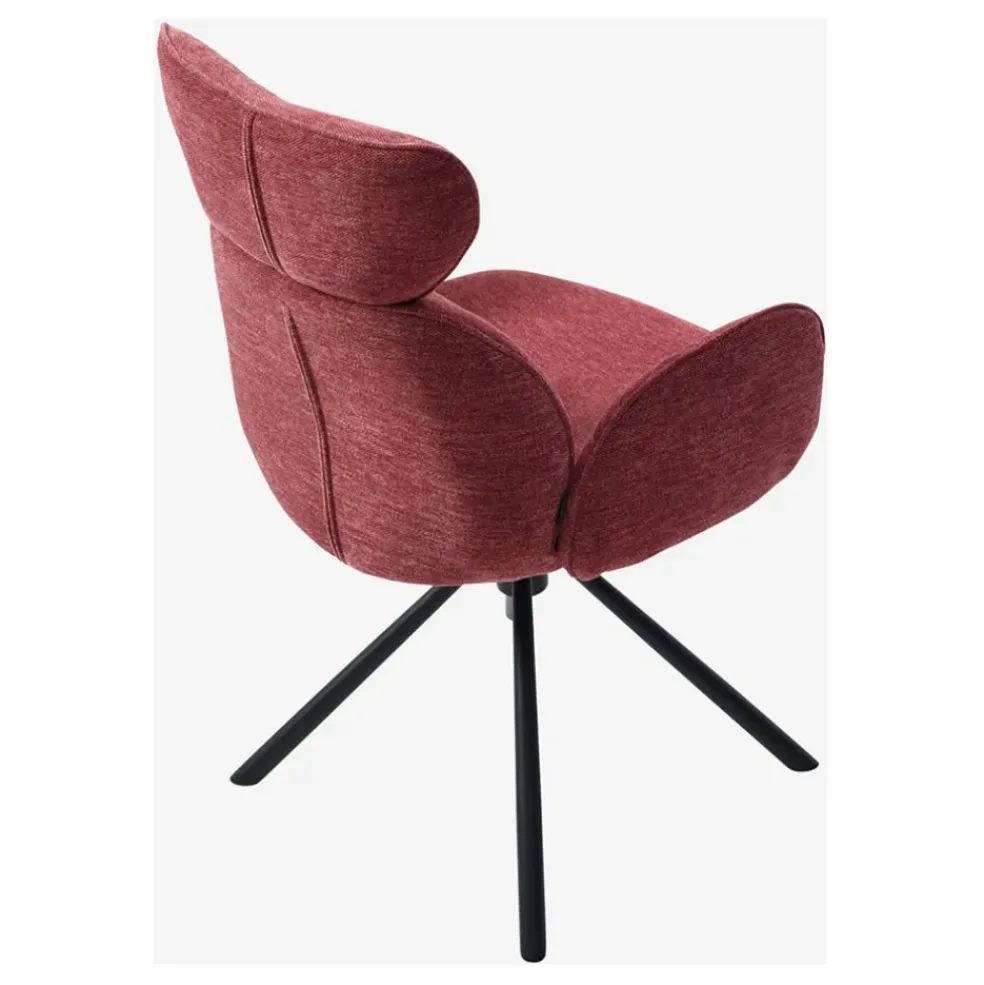 Lot de 2 chaises pivotantes en tissu rouge parme - Omida