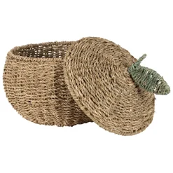 Lot de 2 corbeille pommes en jonc de mer naturel et vert - Les Fruits