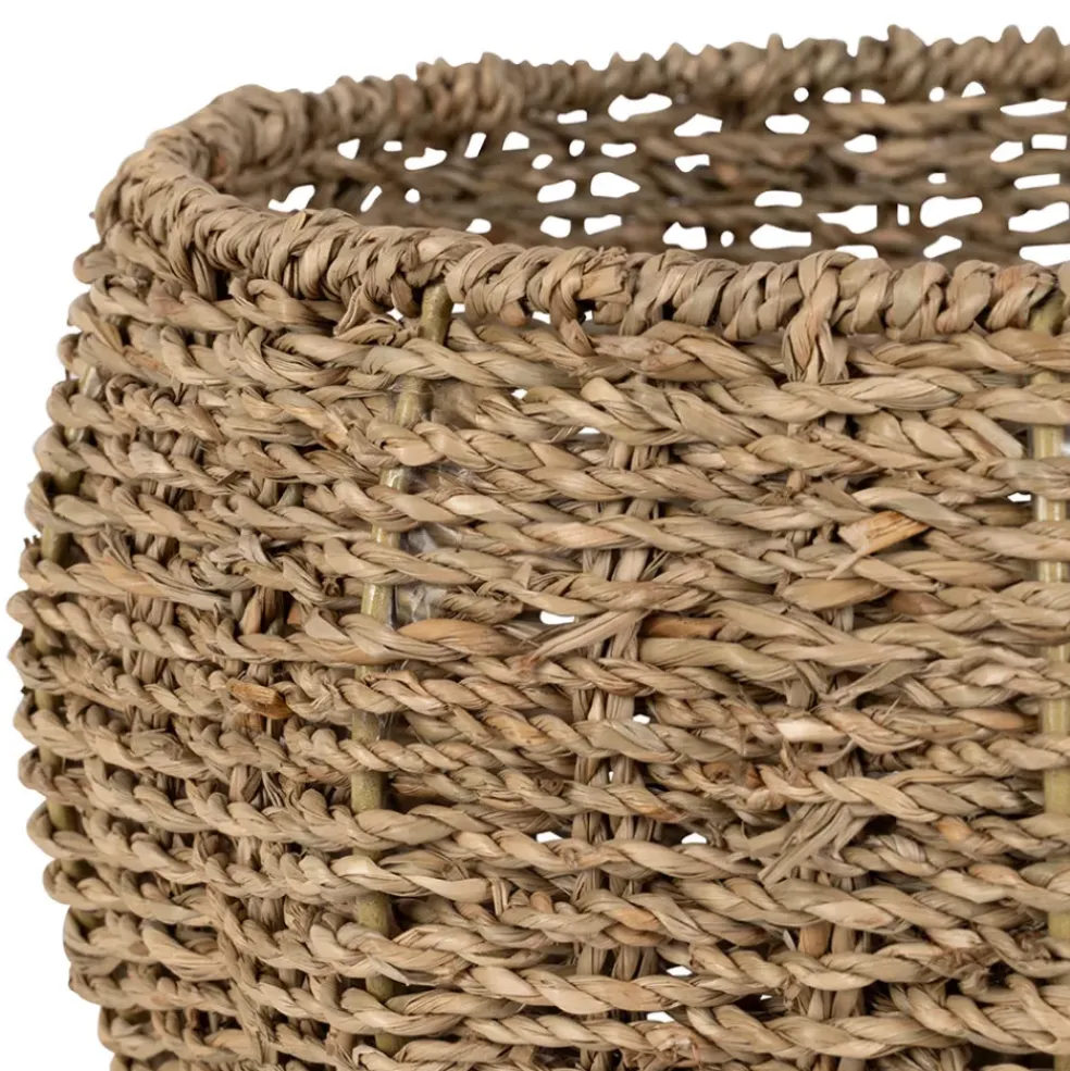 Lot de 2 corbeille pommes en jonc de mer naturel et vert - Les Fruits
