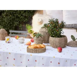 Lot de 2 corbeille pommes en jonc de mer naturel et vert - Les Fruits