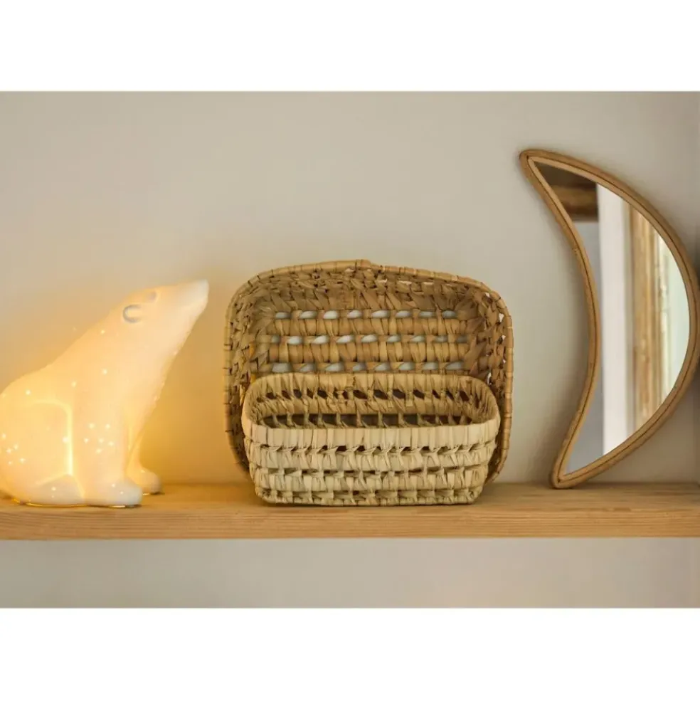 Lot de 2 corbeilles en feuille de palmier naturel 25x20xh10cm - Beezz