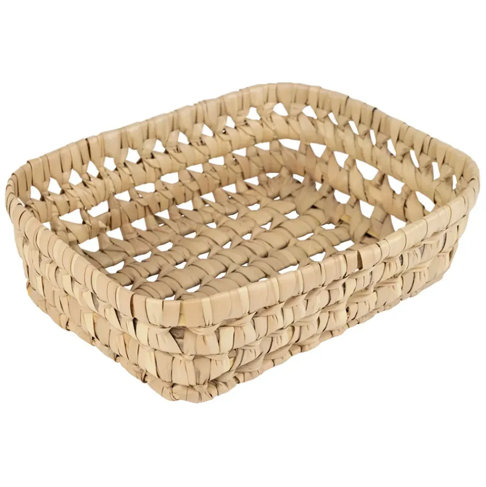 Lot de 2 corbeilles en feuille de palmier naturel 25x20xh10cm - Beezz