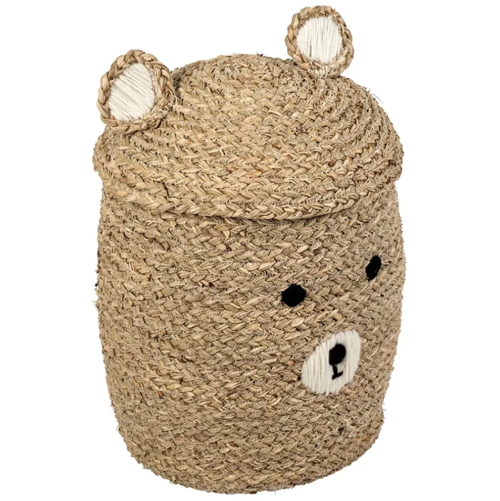 Lot de 2 corbeilles en jonc de mer naturel d31.5xh45cm - Famille