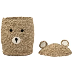 Lot de 2 corbeilles en jonc de mer naturel d31.5xh45cm - Famille