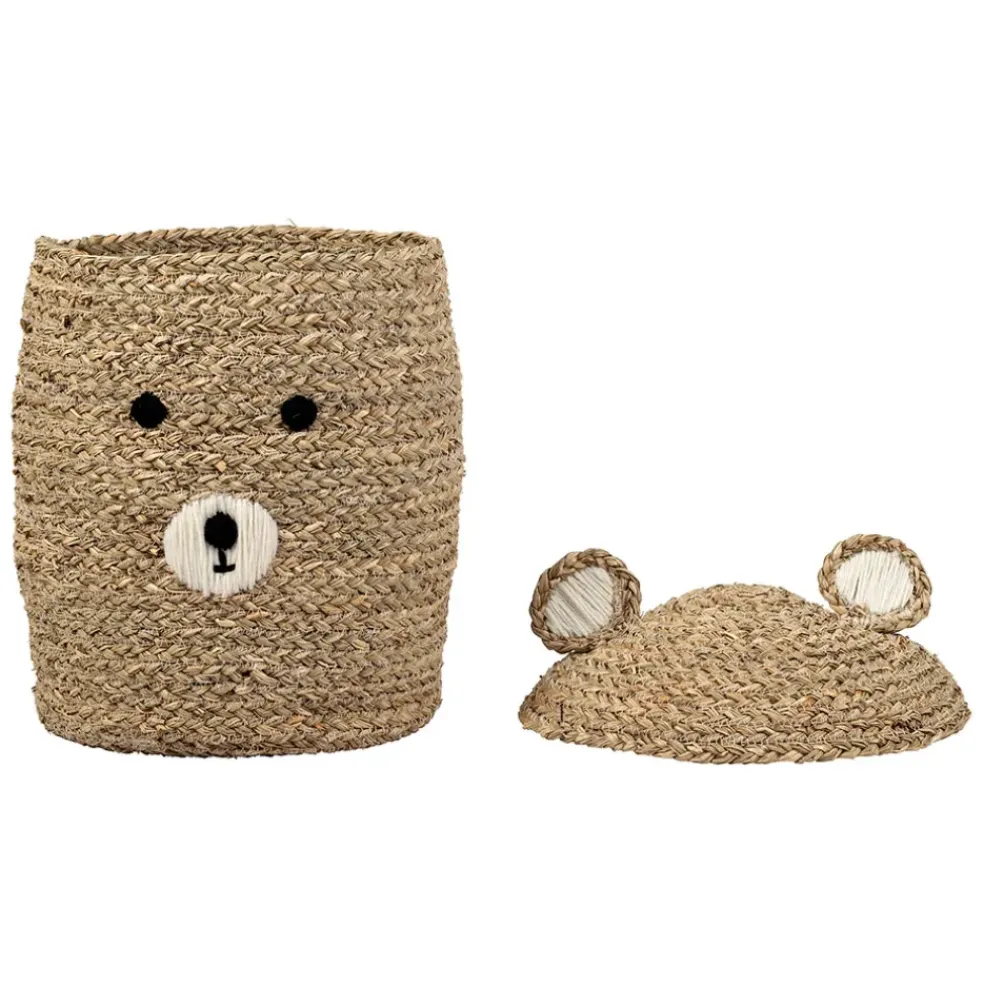 Lot de 2 corbeilles en jonc de mer naturel d31.5xh45cm - Famille