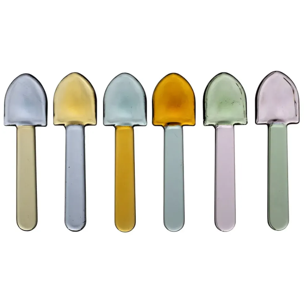 Lot de 6 cuillères à glace en verre borosilicate multicolore - Colorea