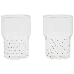 Lot de 2 gobelets en verre coeur 30 cl - famille