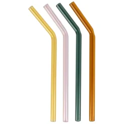 Lot de 4 pailles en verre borosilicate multicolore h19cm - Funny