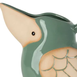 Lot de 2 pichets oiseau en grès blanc et sauge 1L - Calao