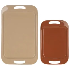 Lot de 2 plateaux en fer terracotta - Klosen
